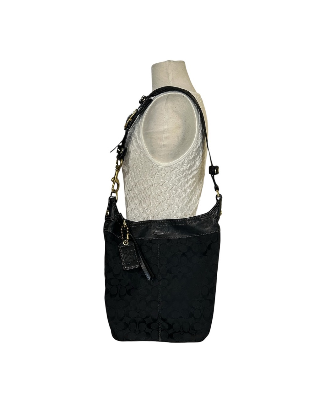 Vintage Coach Bleecker Bucket Bag 11438 Black Jacquard Canvas & Leather